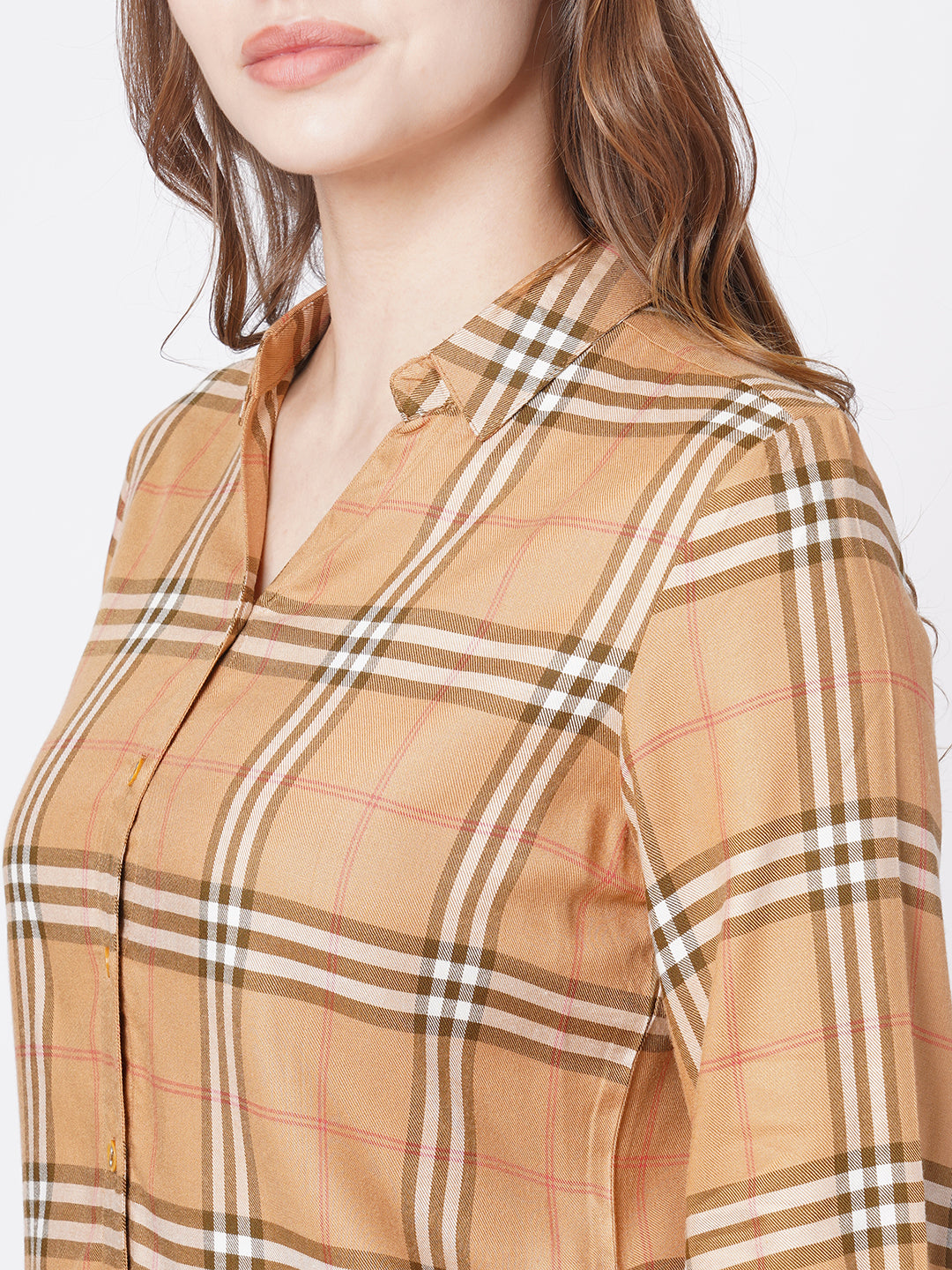 Women Camel Checks Shirt