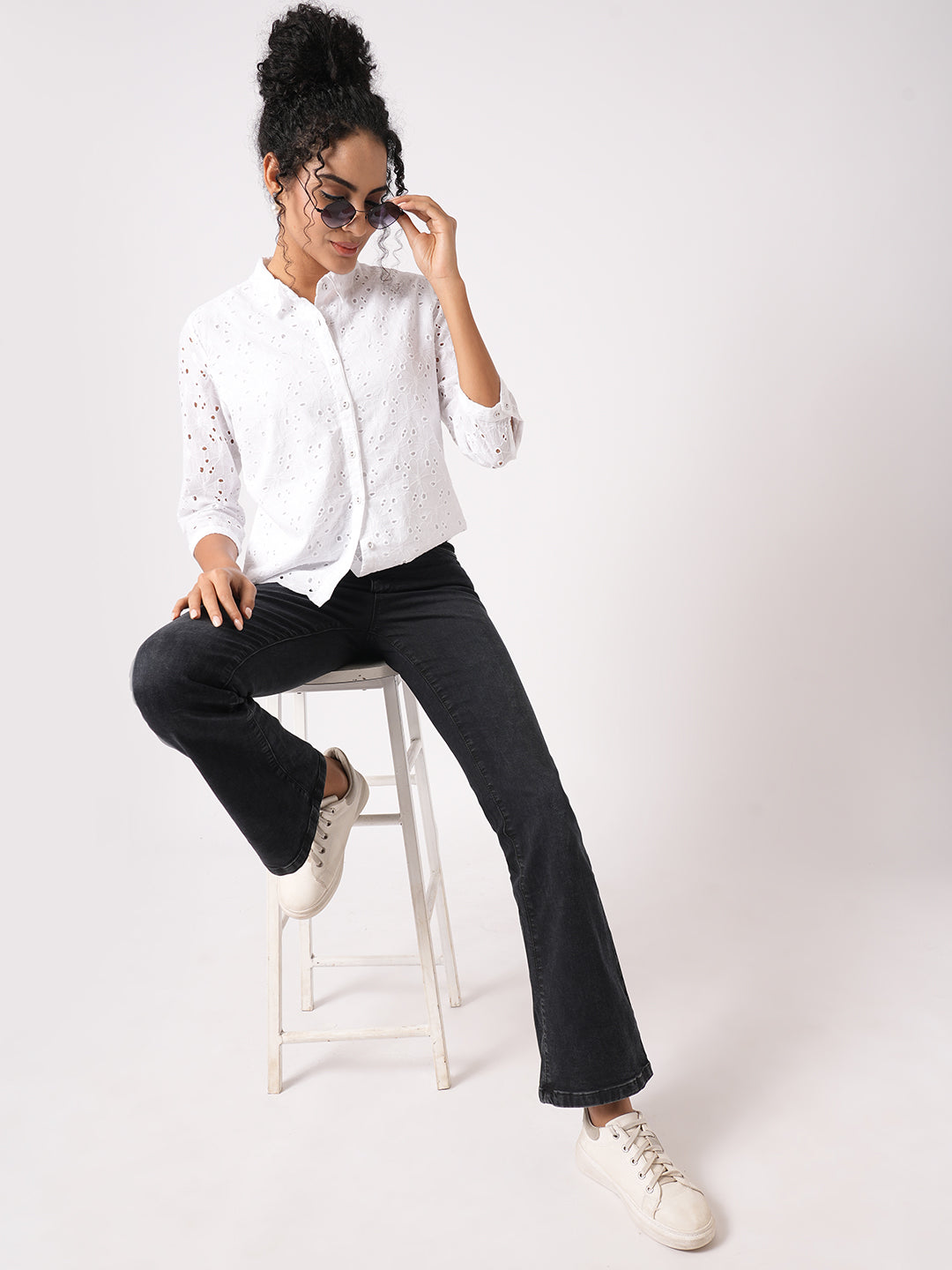 Women Black High-Rise Flare Jeans