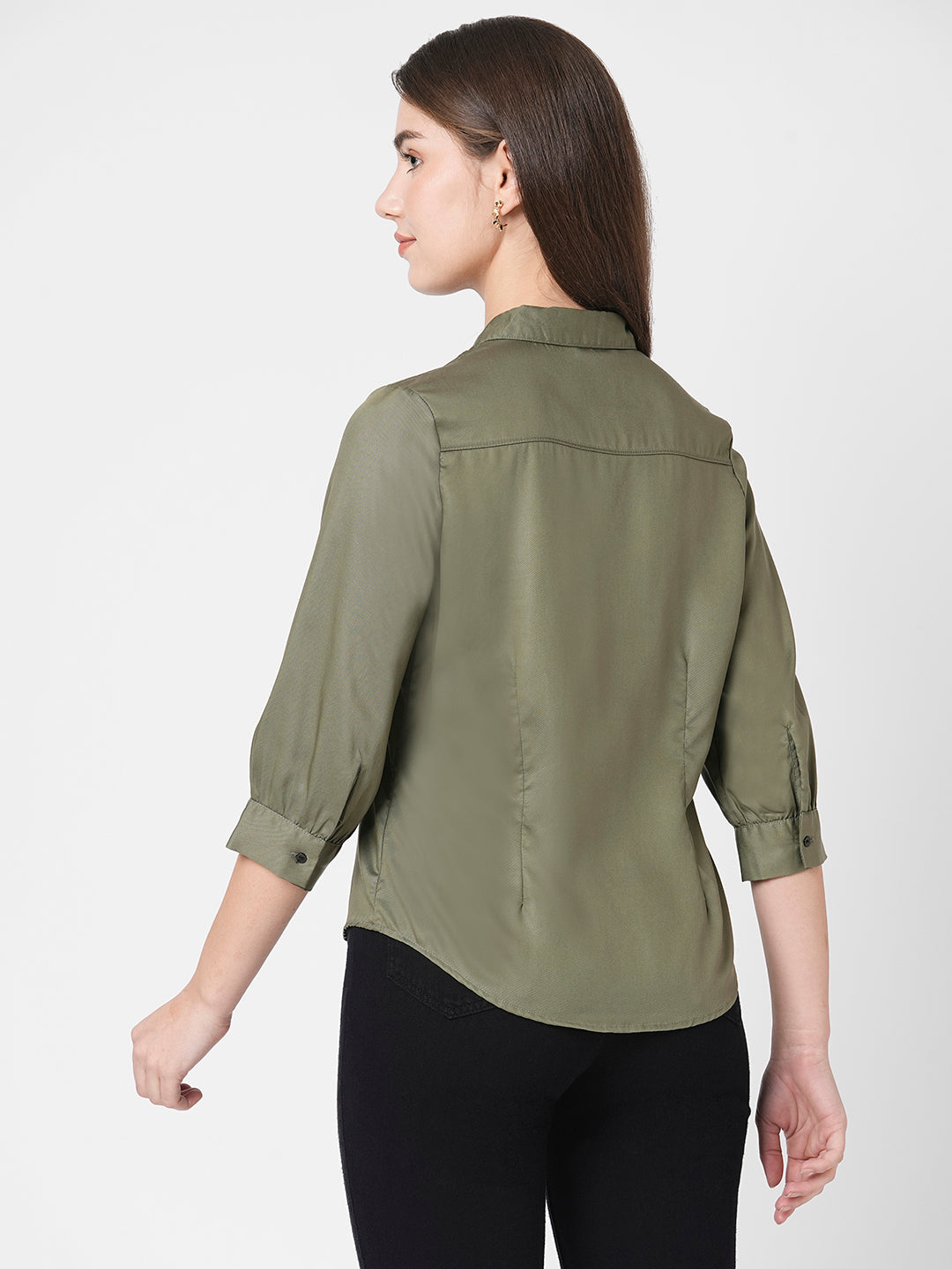 Women Olive Solid Shirt