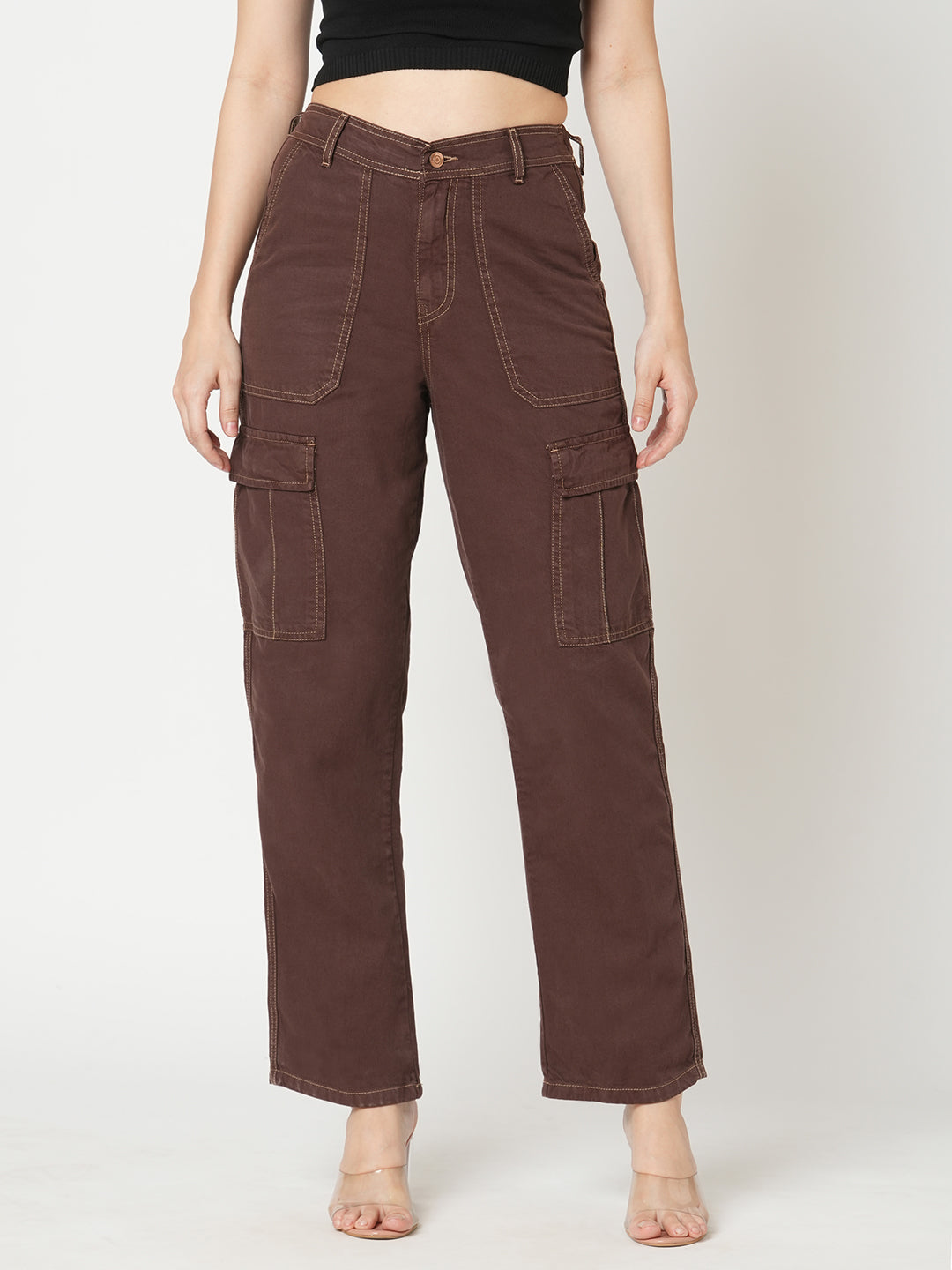 Women Sepia High-Rise Cargo