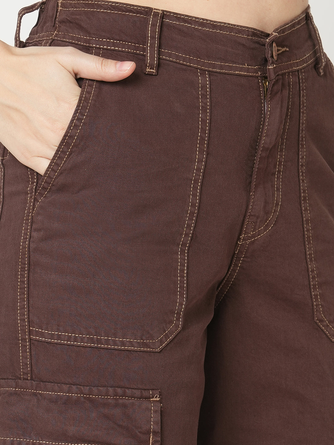 Women Sepia High-Rise Cargo