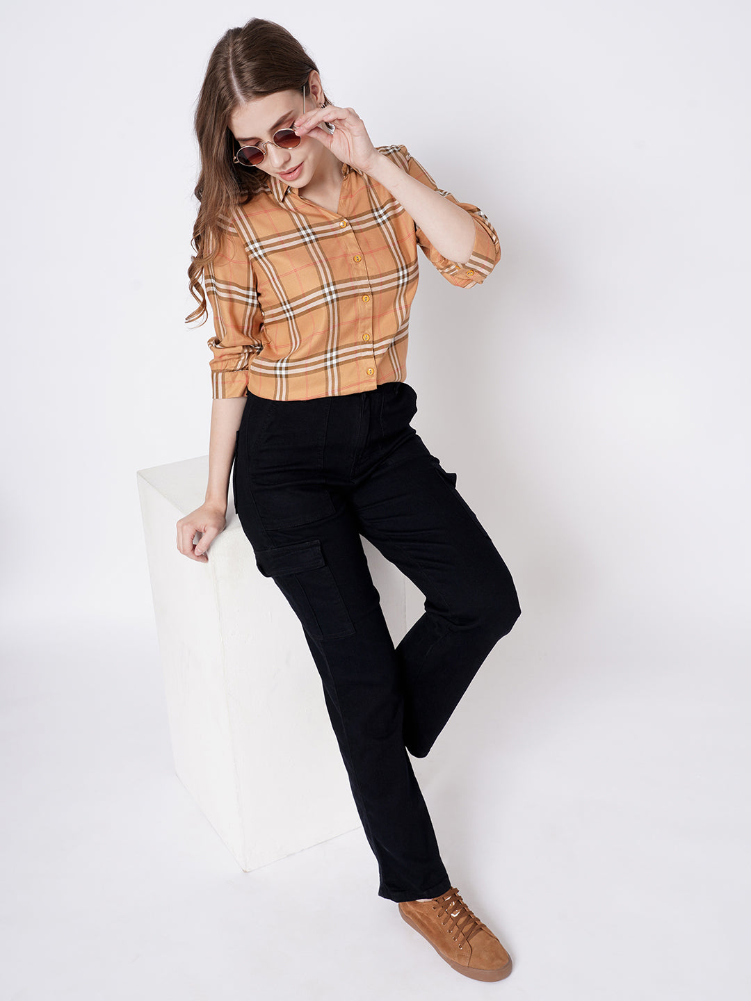 Women Black High-Rise Cargo