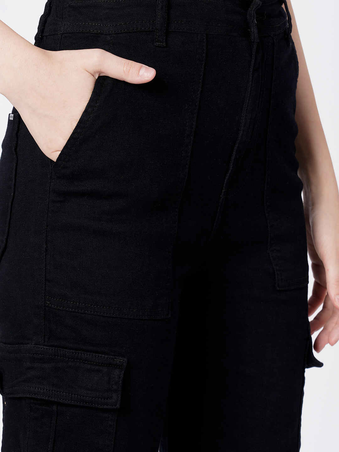 Women Black High-Rise Cargo