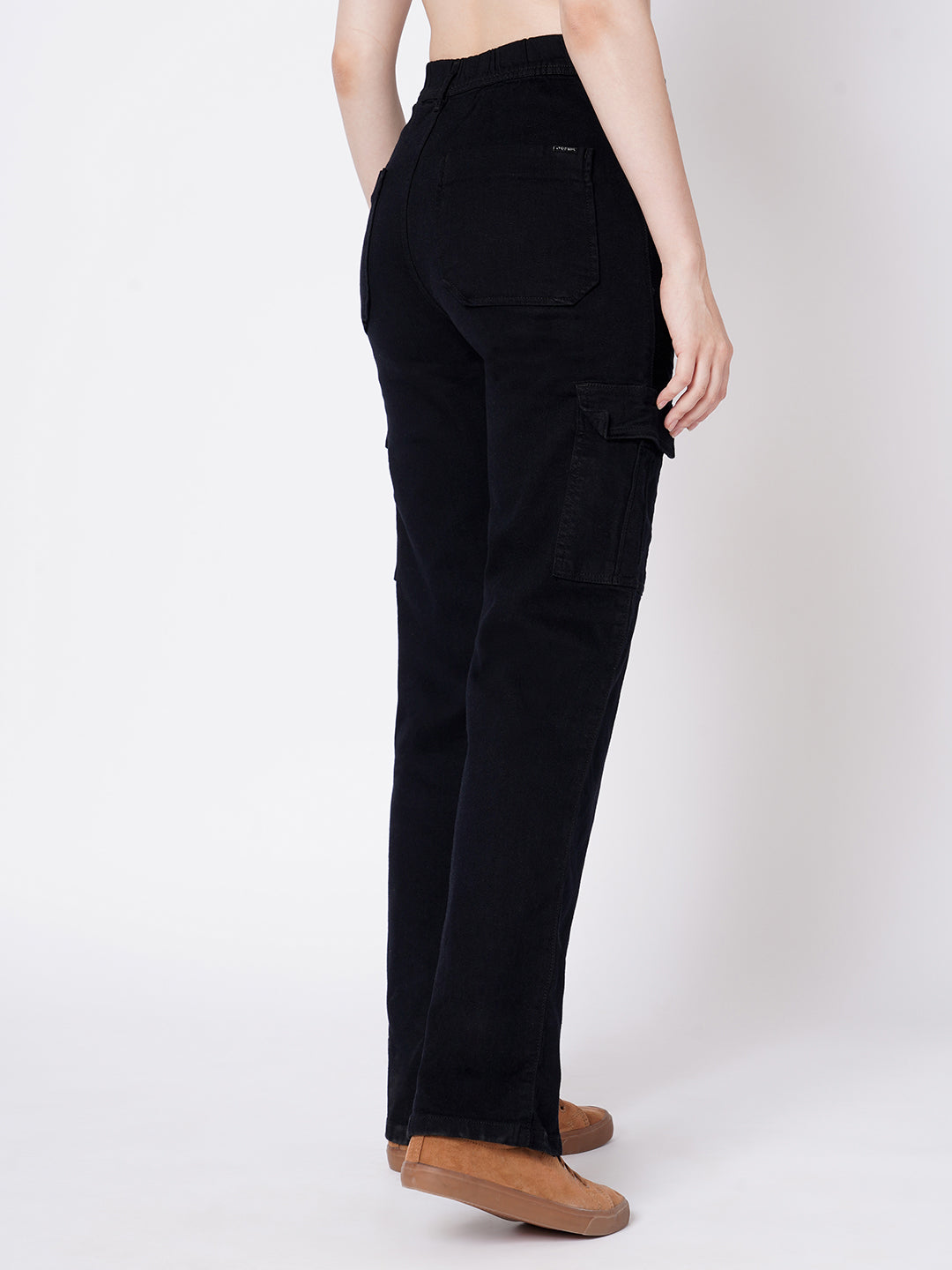 Women Black High-Rise Cargo