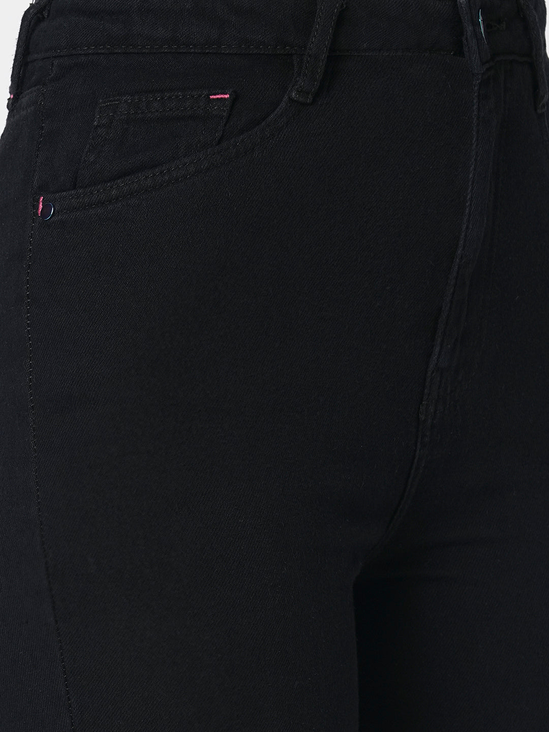 Women Black Relax Straight Jeans