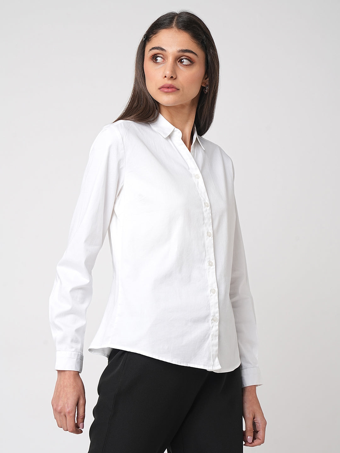 Women Solid White Shirt