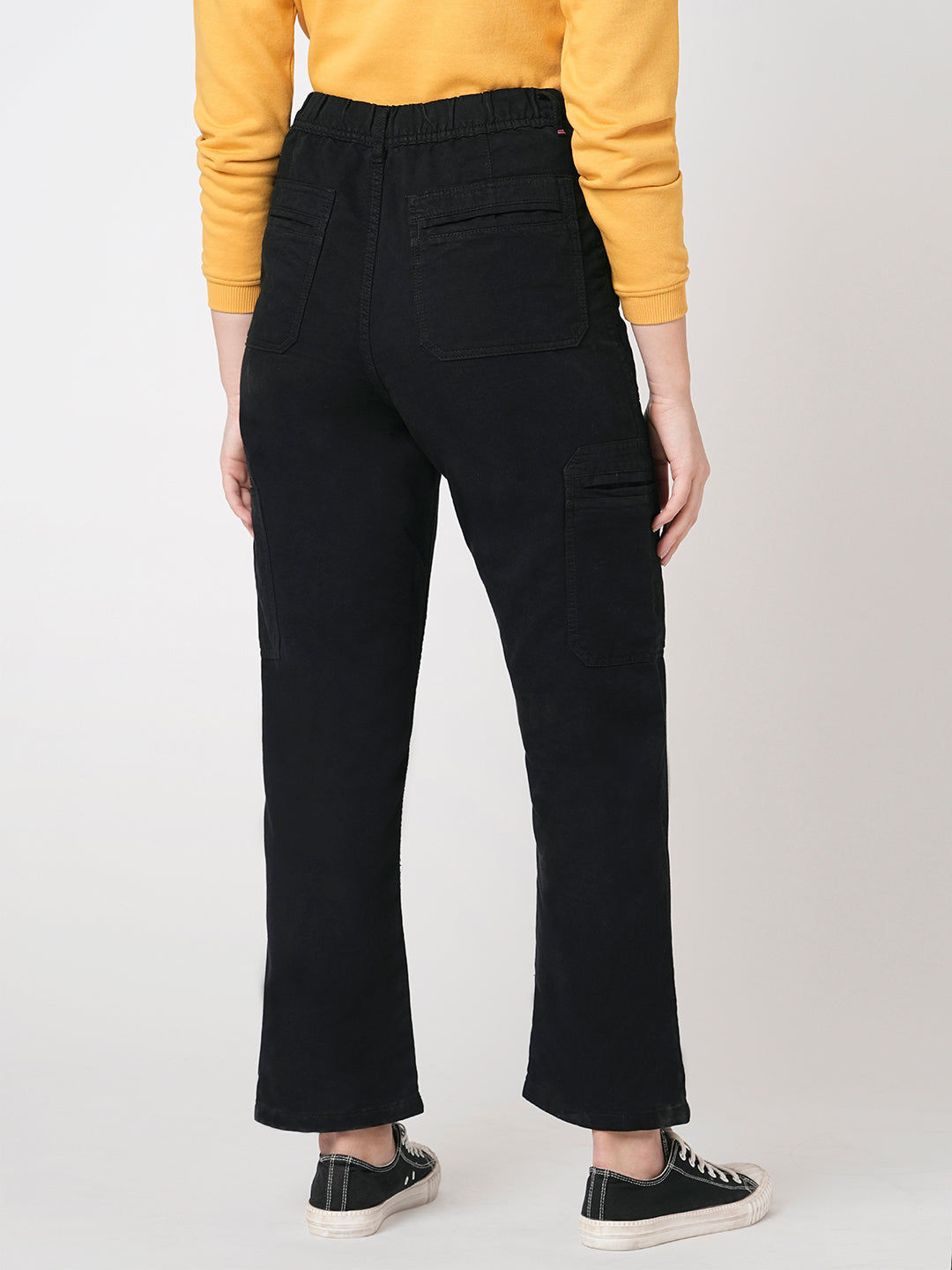 Women Black Mid-Rise Cargo