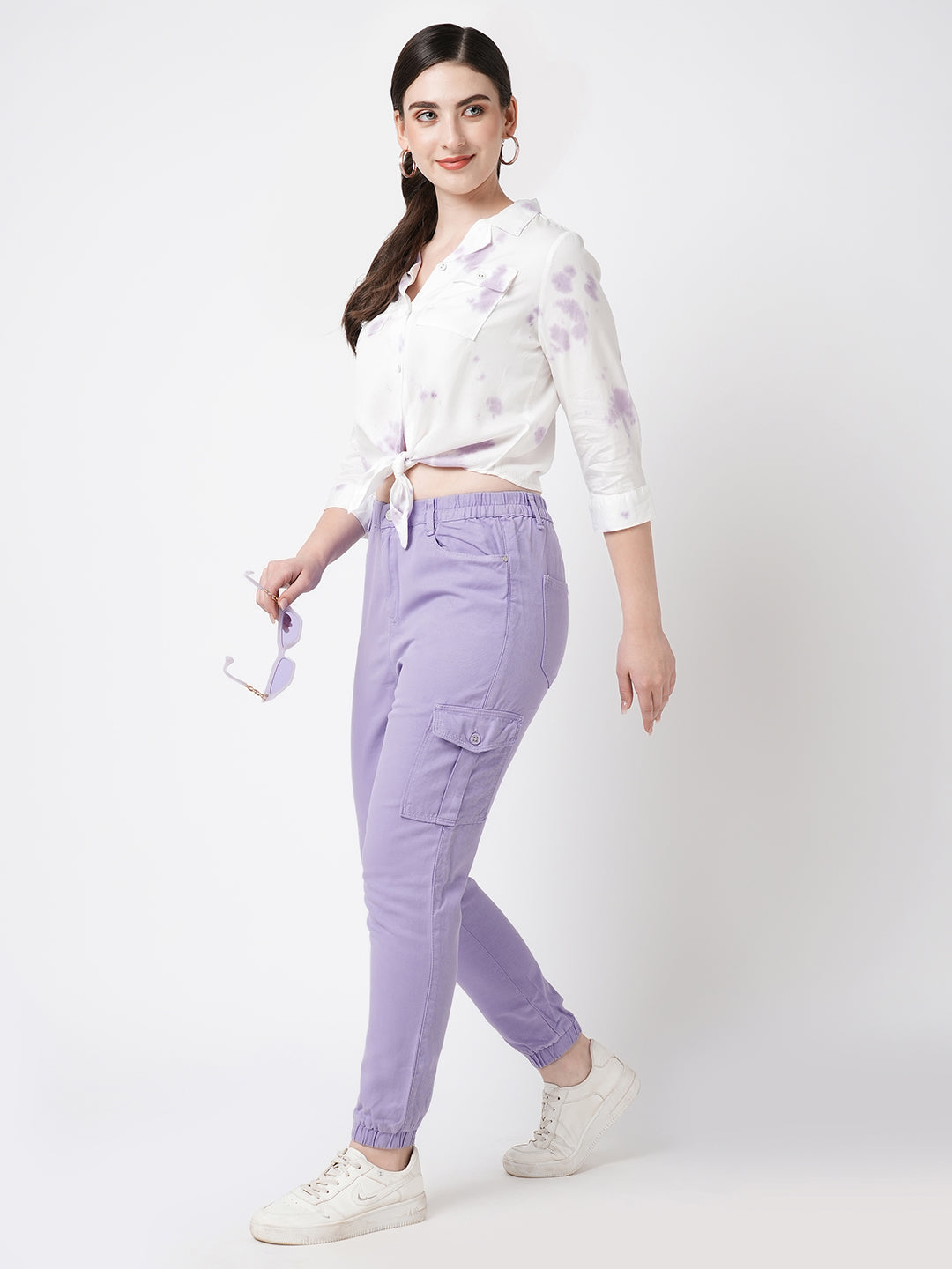 Women Lilac Mid-Rise Skinny Cargo