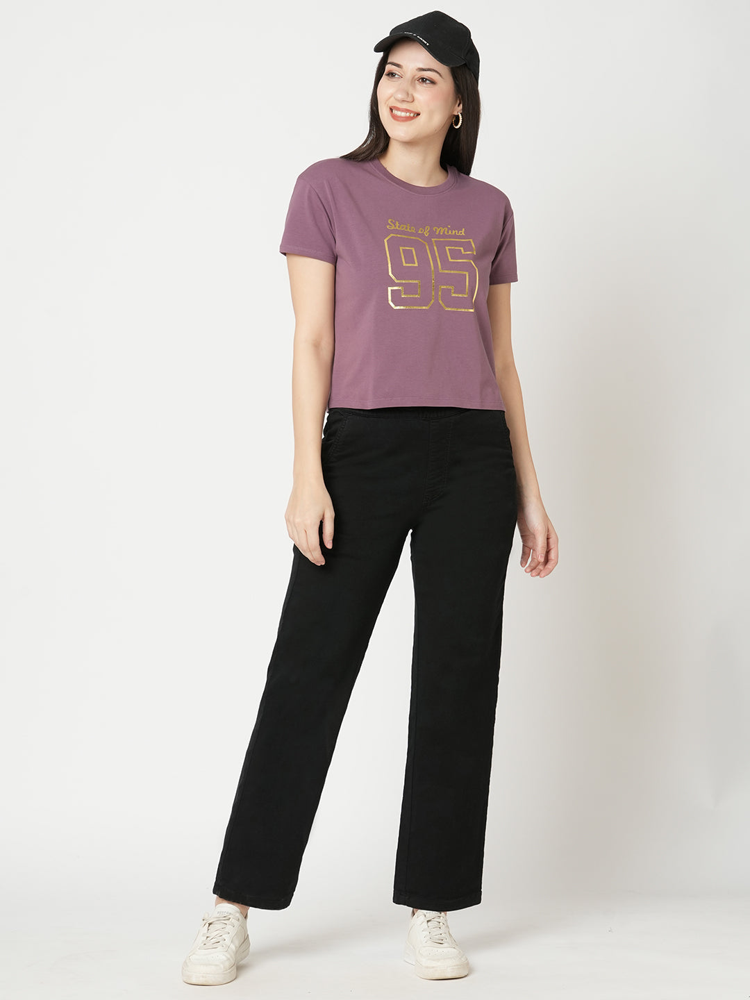 Women Black High-Rise Denim Joggers