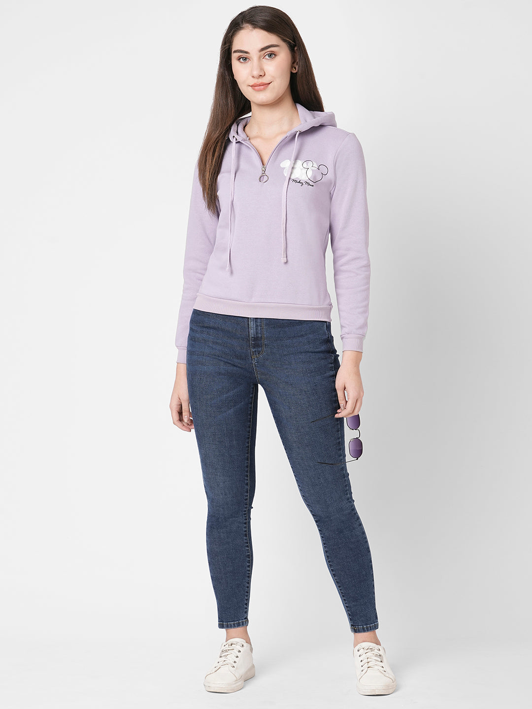Women Lilac Printed Sweatshirt
