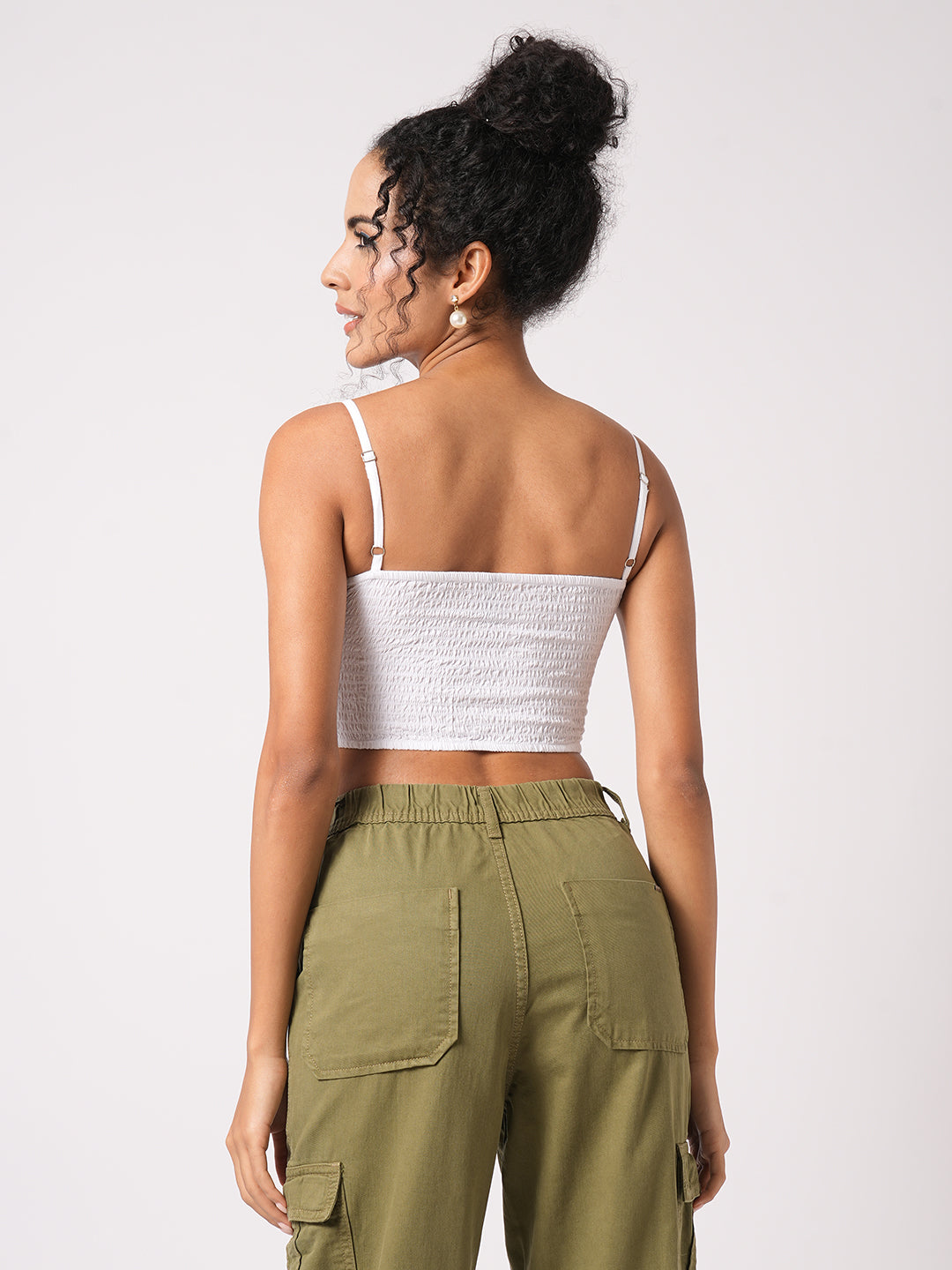 Women White Slim Fit Bustier Top