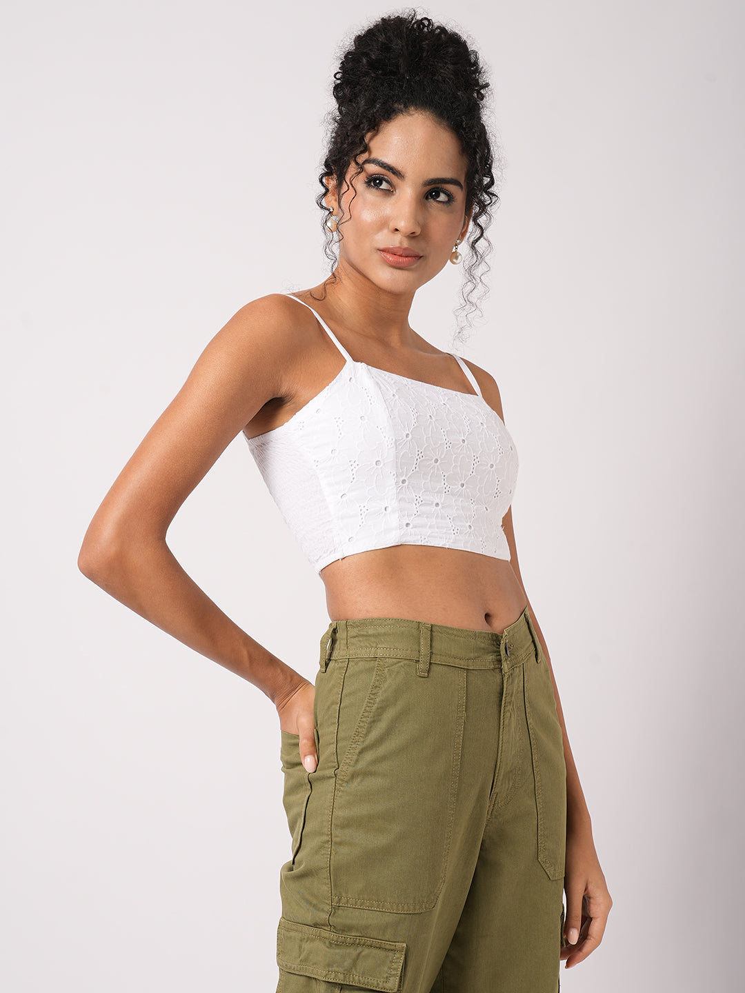 Women White Stylish Sleeveless Bustier Top