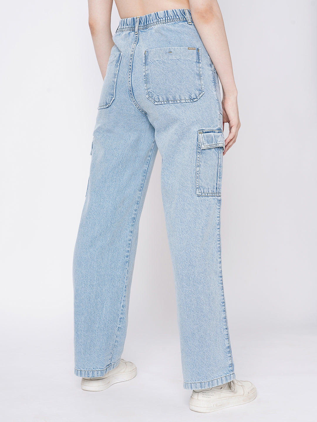Women Blue High-Rise Cargo