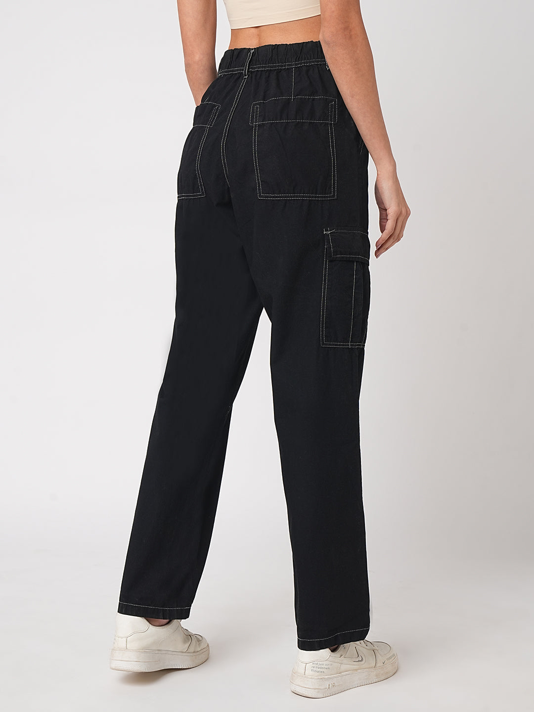 Women Black Mid-Rise Cargo