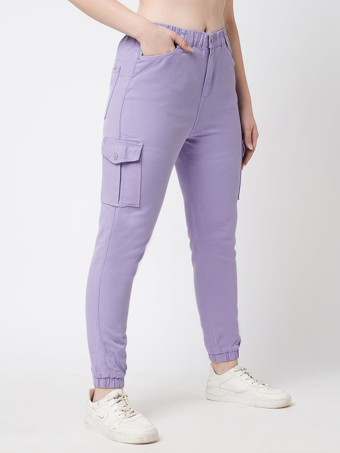Women Lilac Mid-Rise Skinny Cargo