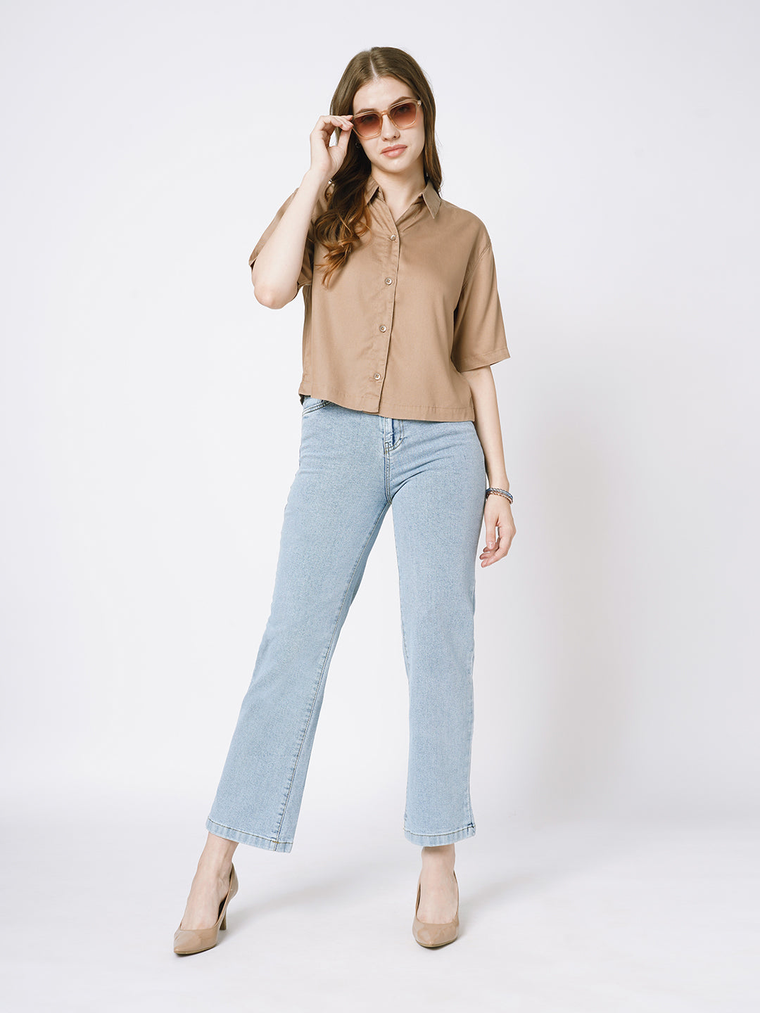 Women Blue High-Rise Wide Leg Jeans