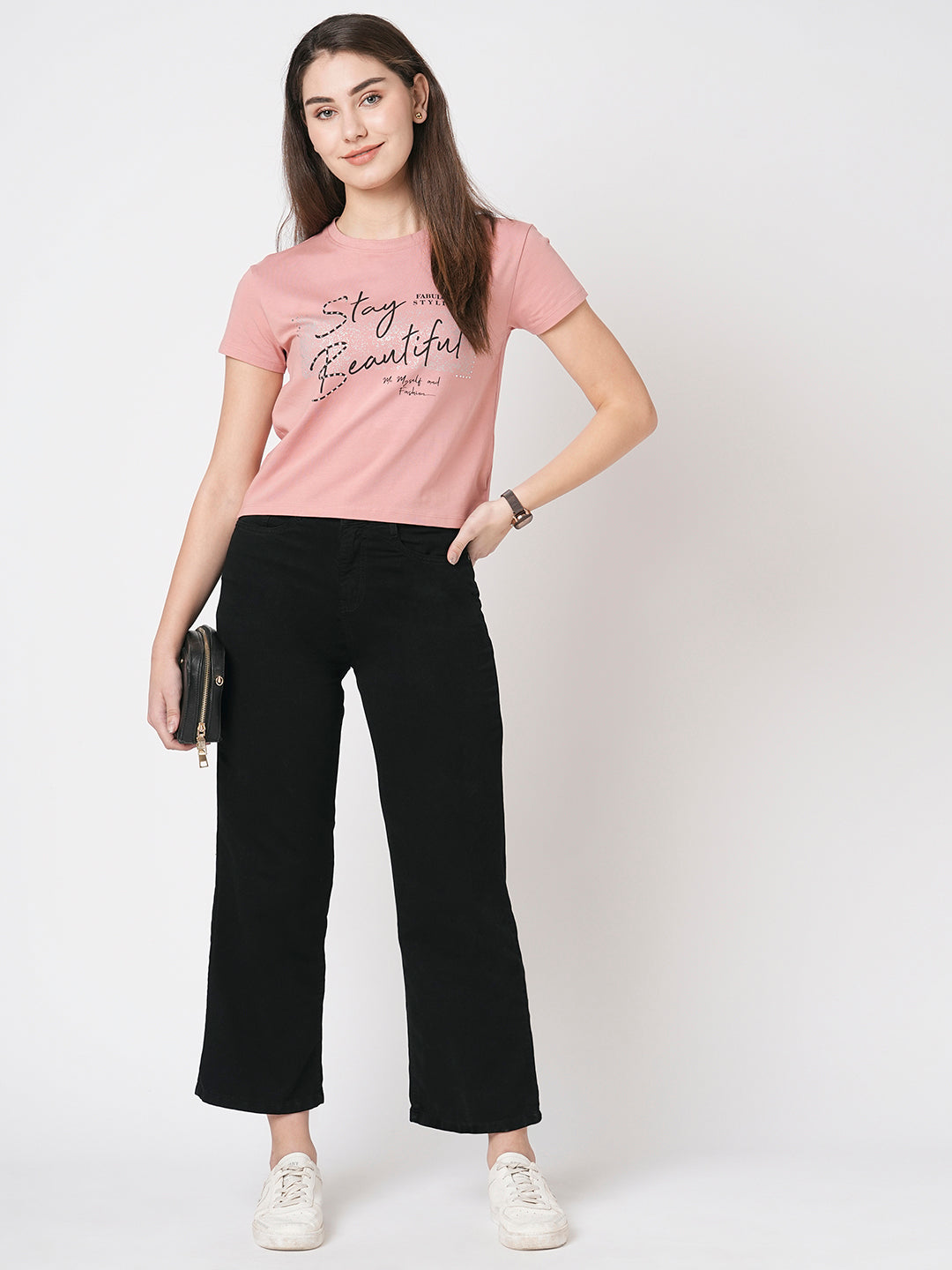 Women Black High-Rise Wide Leg Jeans