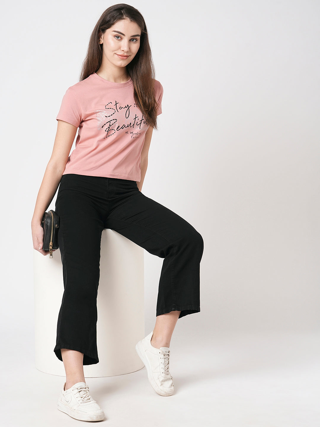 Women Black High-Rise Wide Leg Jeans