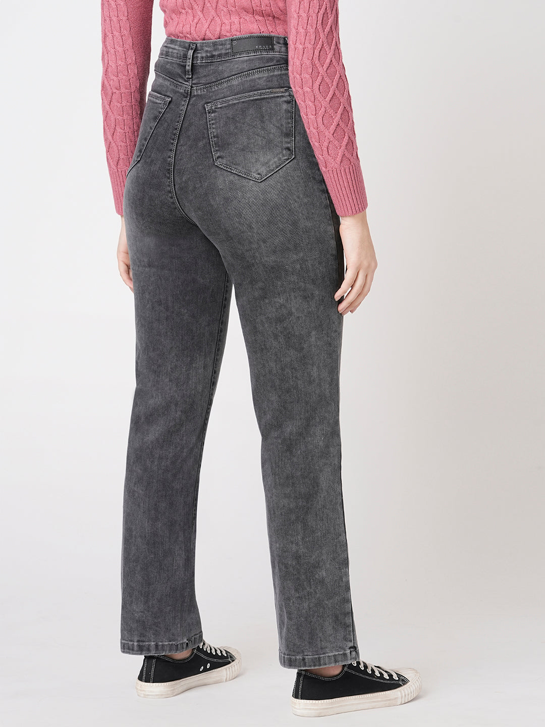 Women Grey High-Rise Relax Straight Jeans