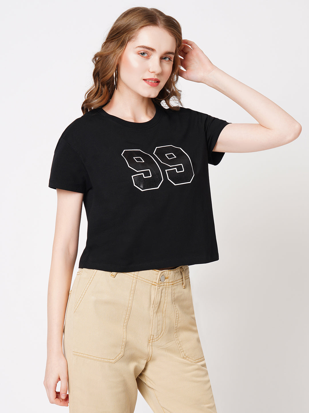 Women Black Graphic Tees