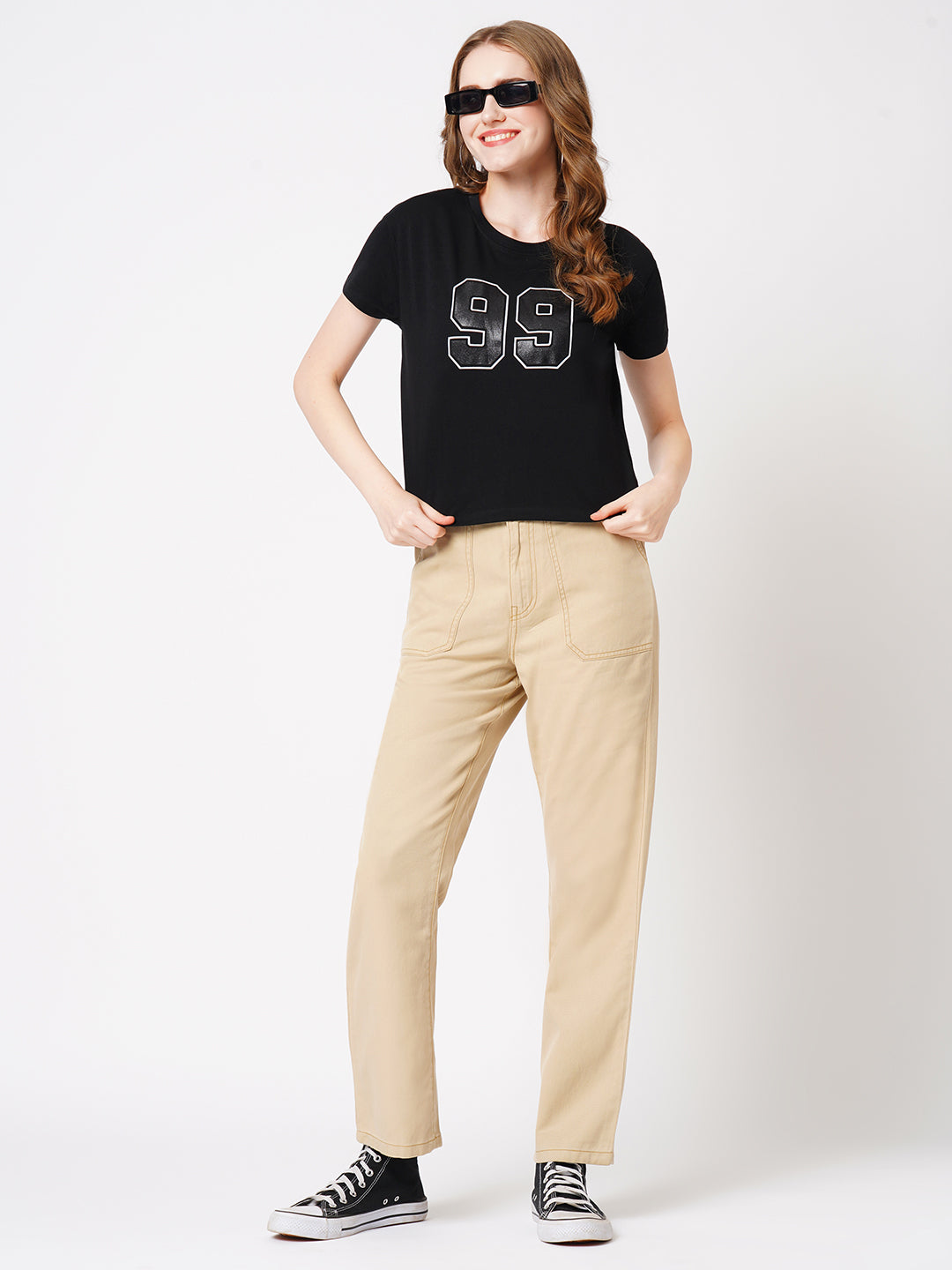 Women Black Graphic Tees