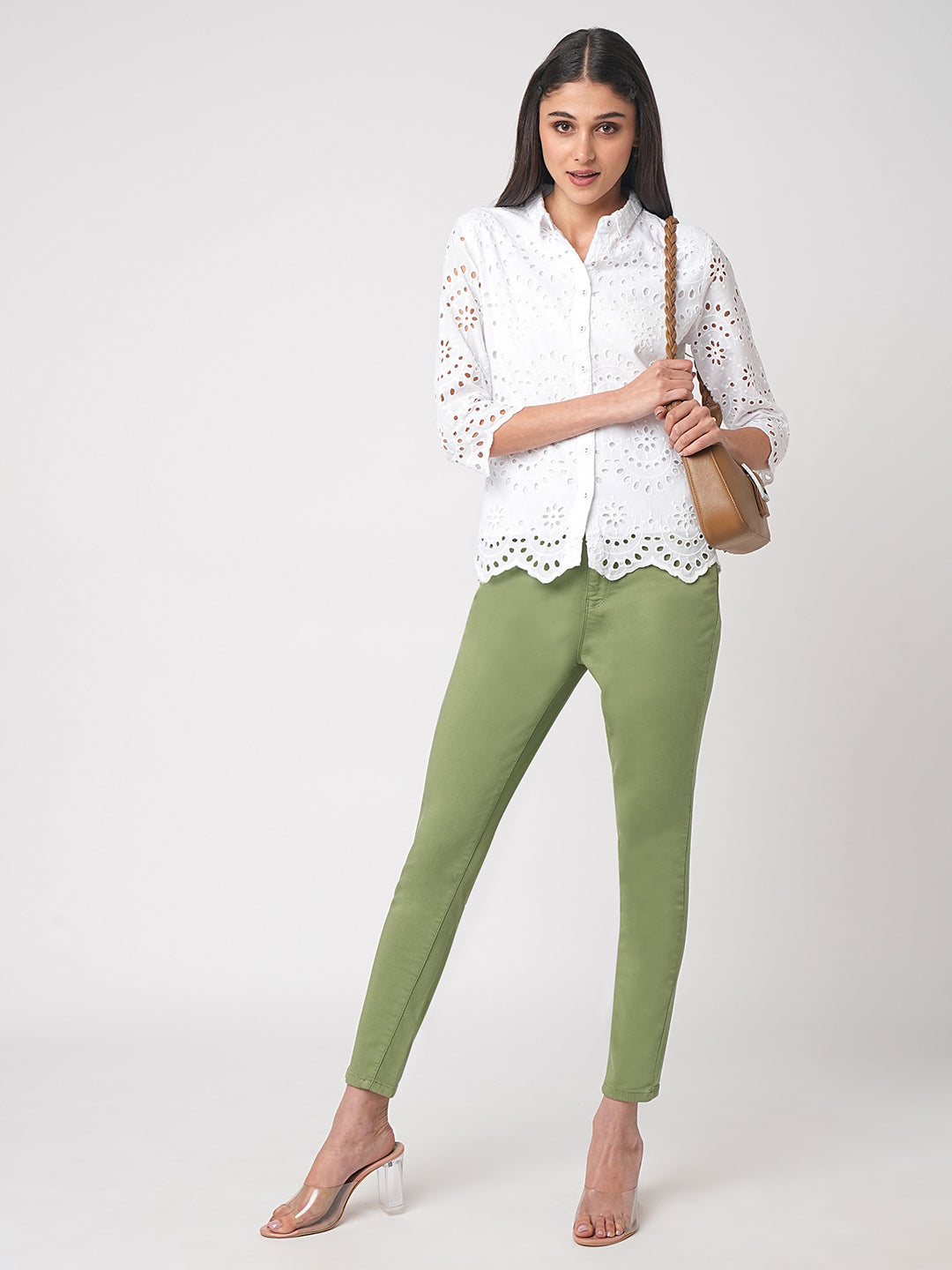 Women Olive High-Rise Skinny Jeans