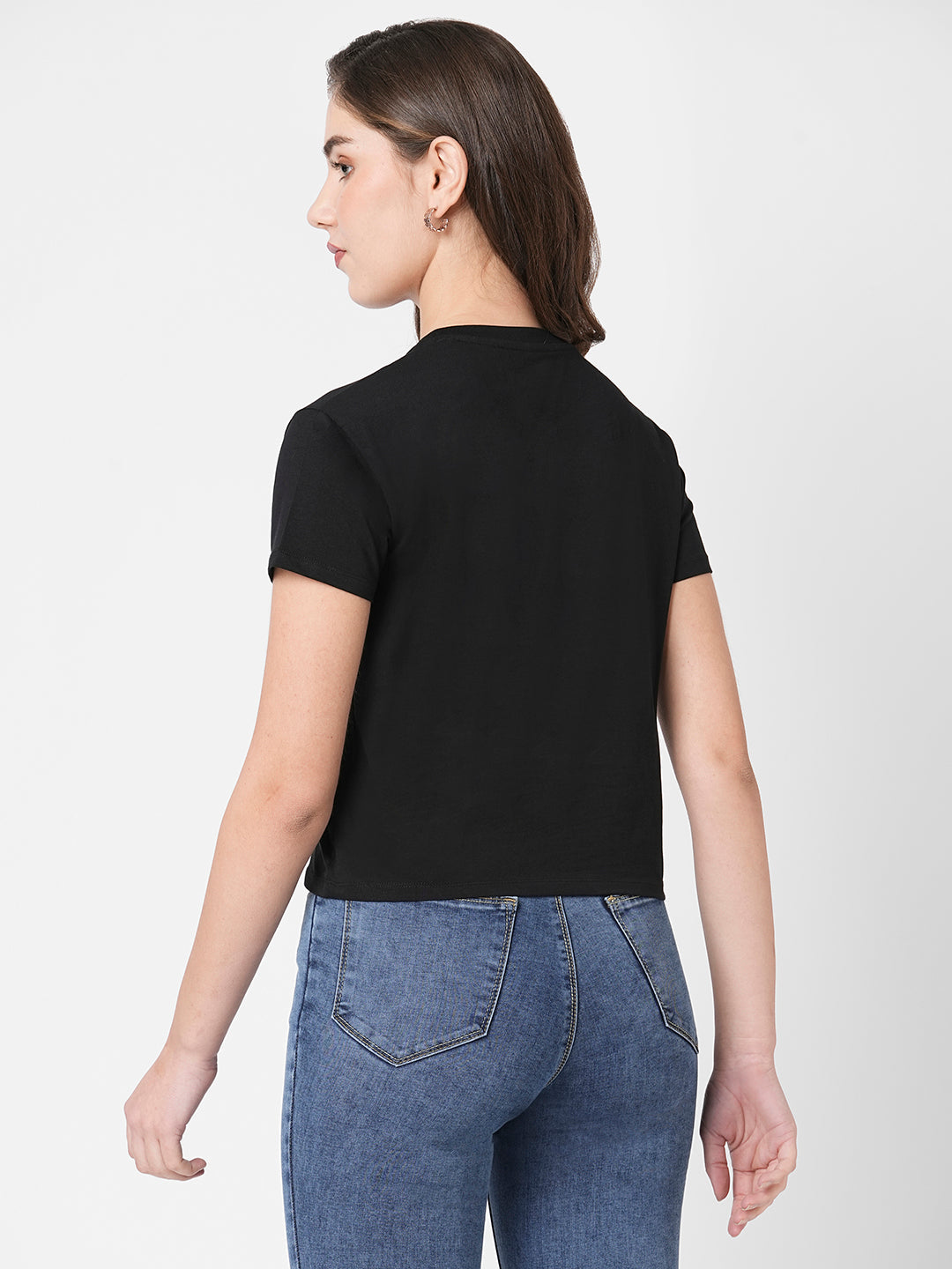 Women Black Graphic Tees
