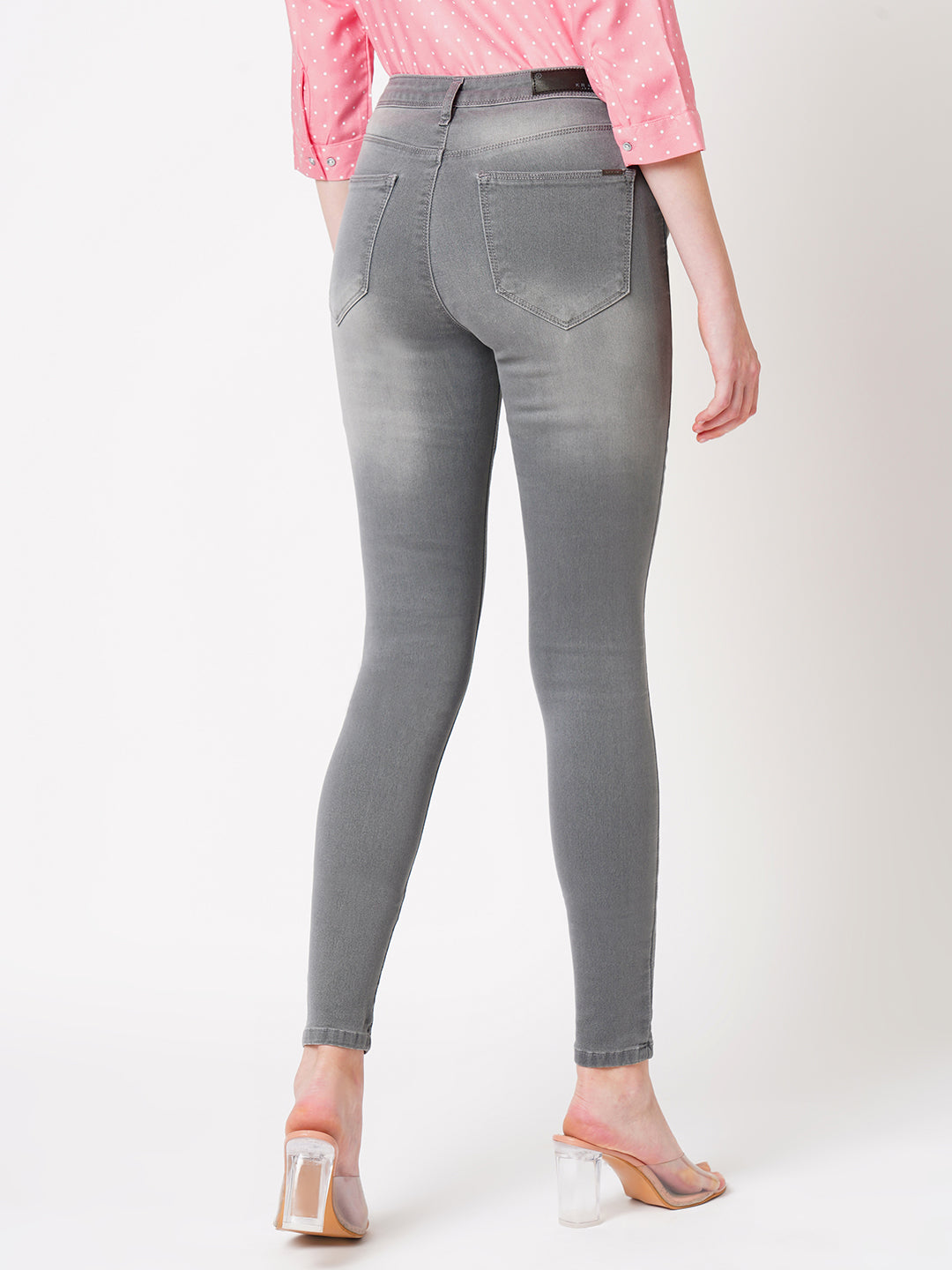 Women Grey High-Rise Skinny Jeans