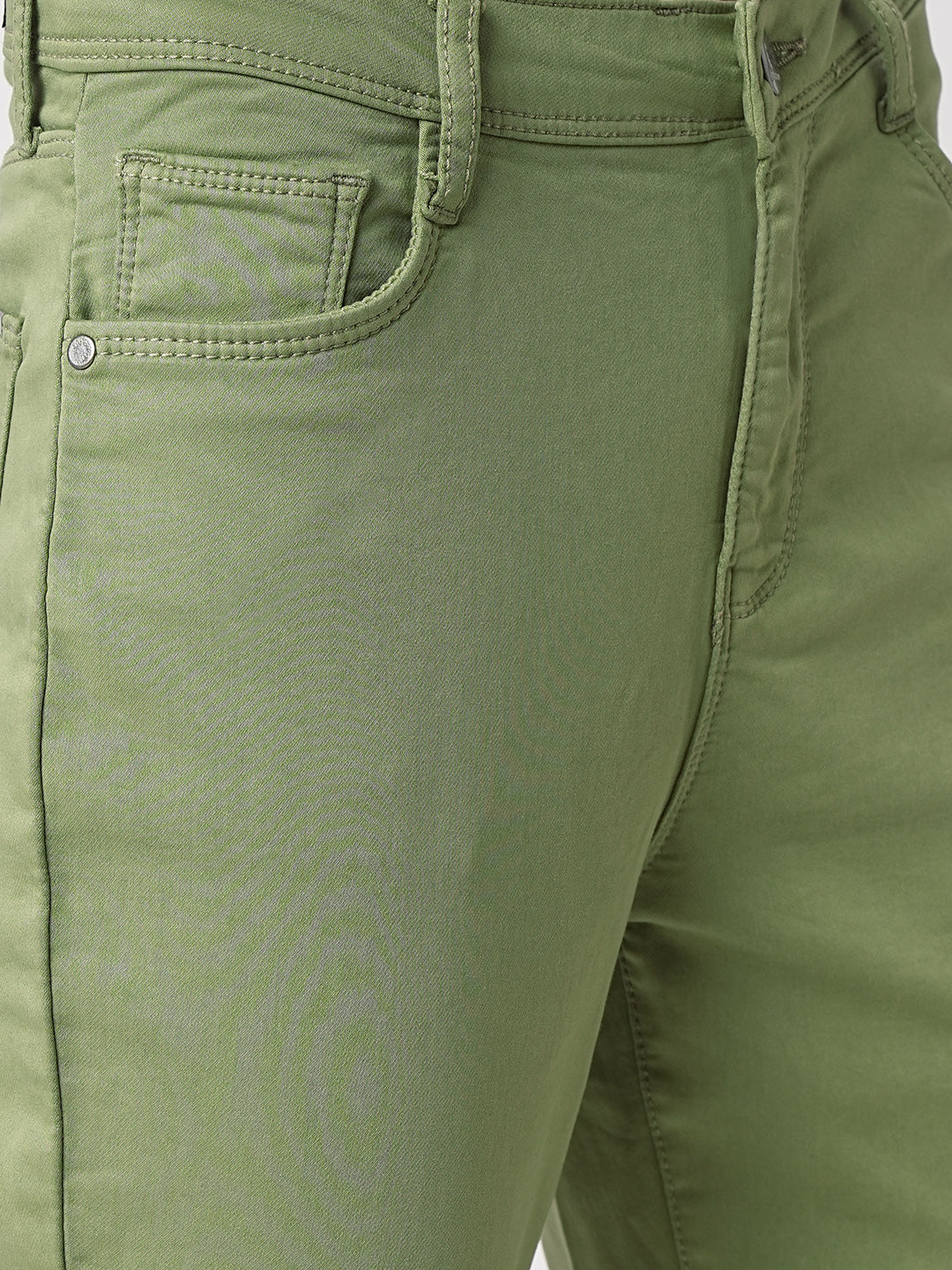 Women Olive High-Rise Skinny Jeans