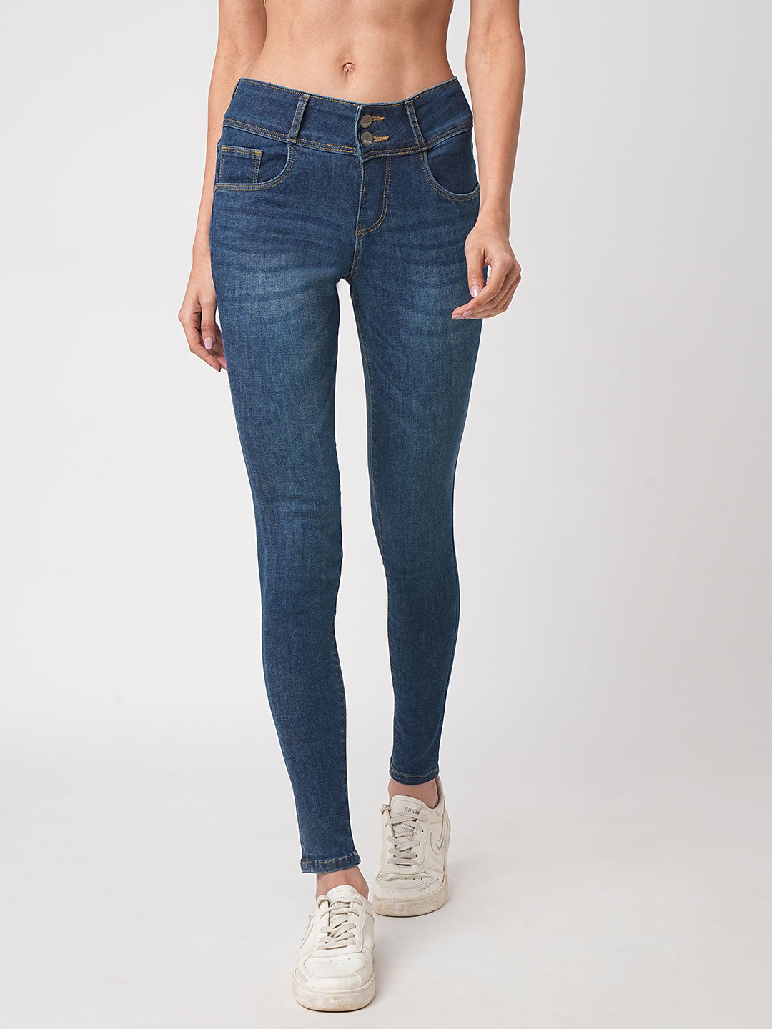 Women Dark Blue High-Rise Skinny Jeans
