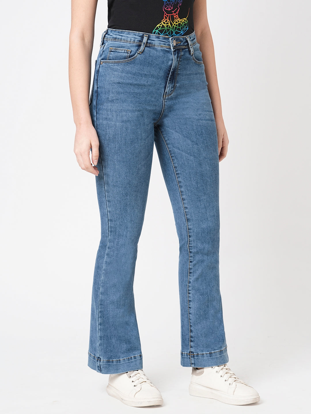 Women Blue High-Rise Flare Jeans