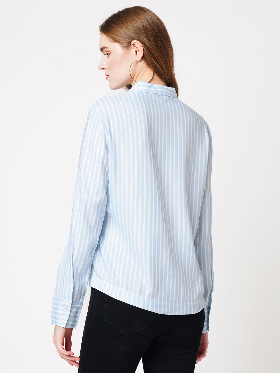 Women Sky/White Striped Shirt
