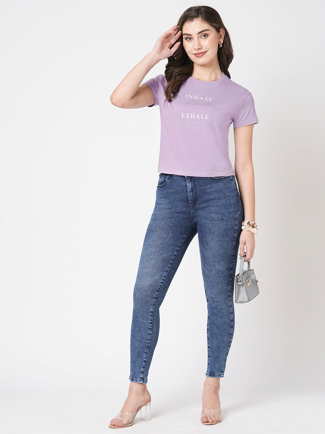 Women Lilac Graphic Tees