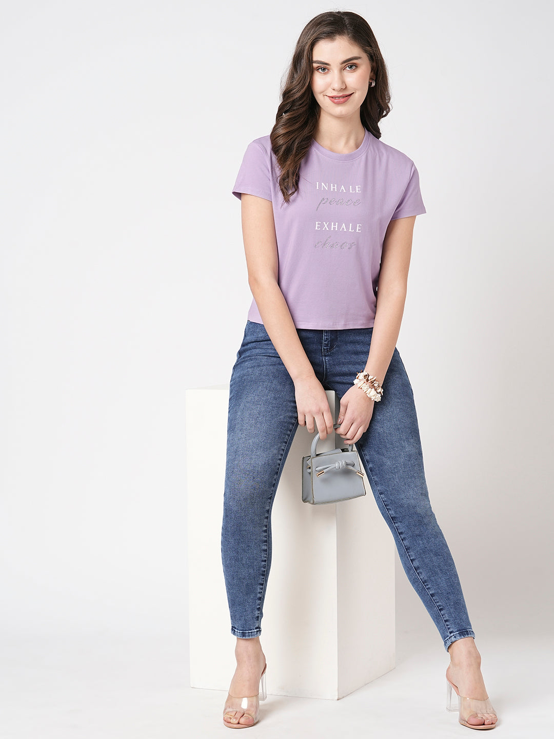 Women Lilac Graphic Tees