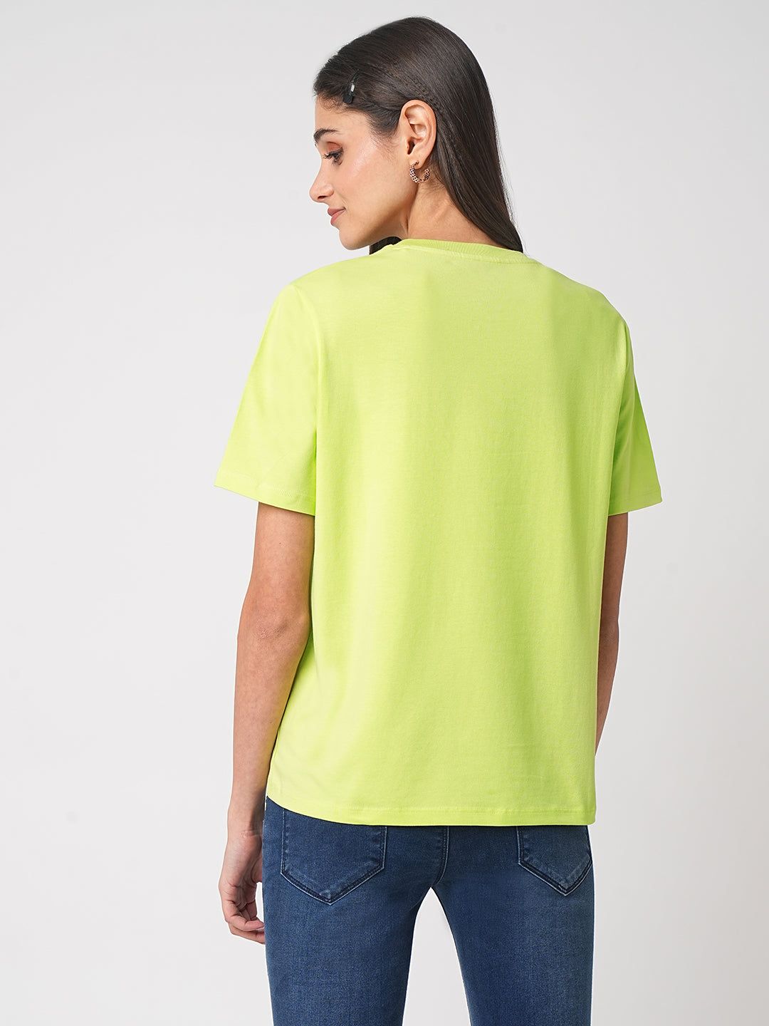 Women Lime Super Man Graphic Tees