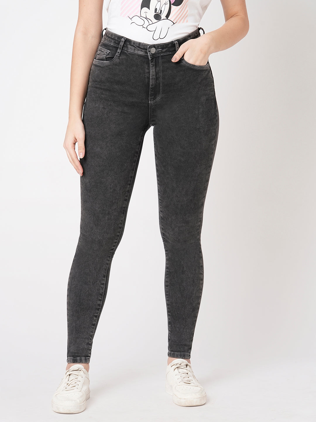 Women Grey Super High-Rise Super Skinny Jeans