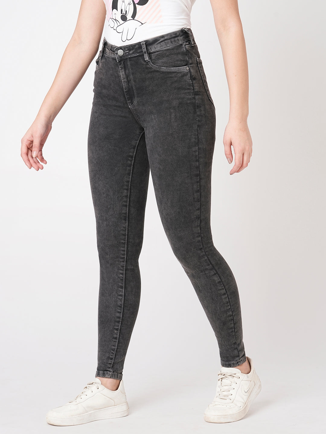 Women Grey Super High-Rise Super Skinny Jeans