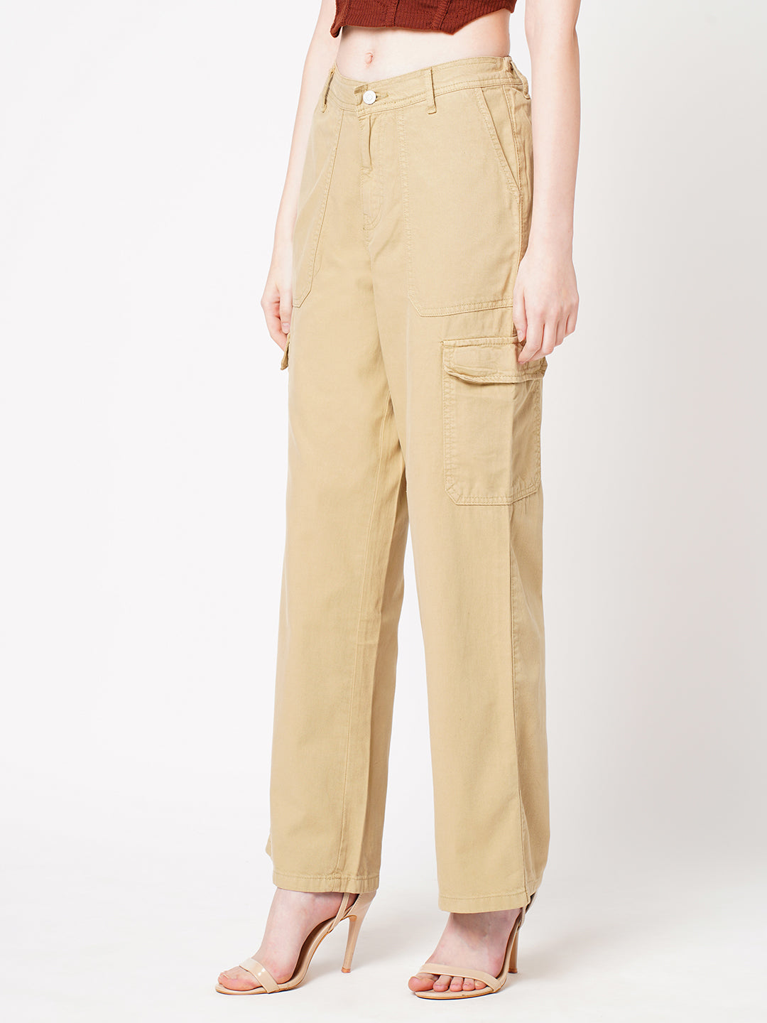 Women High-Rise Loose Straight Fit Cargo