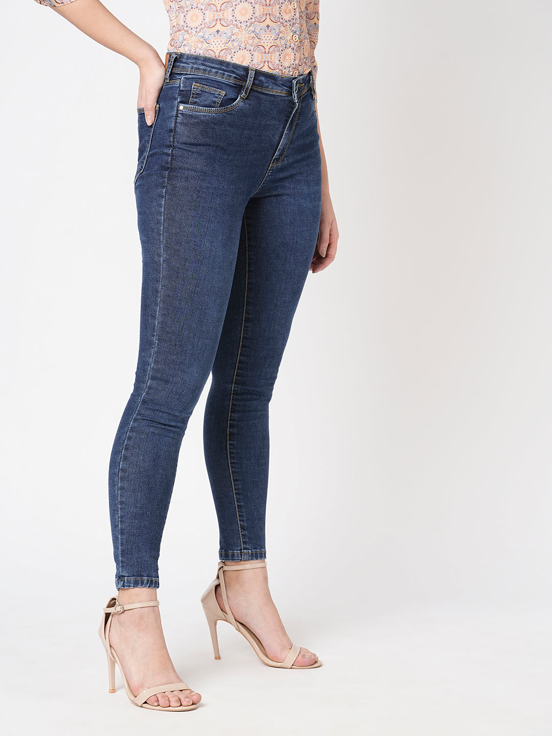 Women Dark Blue High-Rise Skinny Jeans