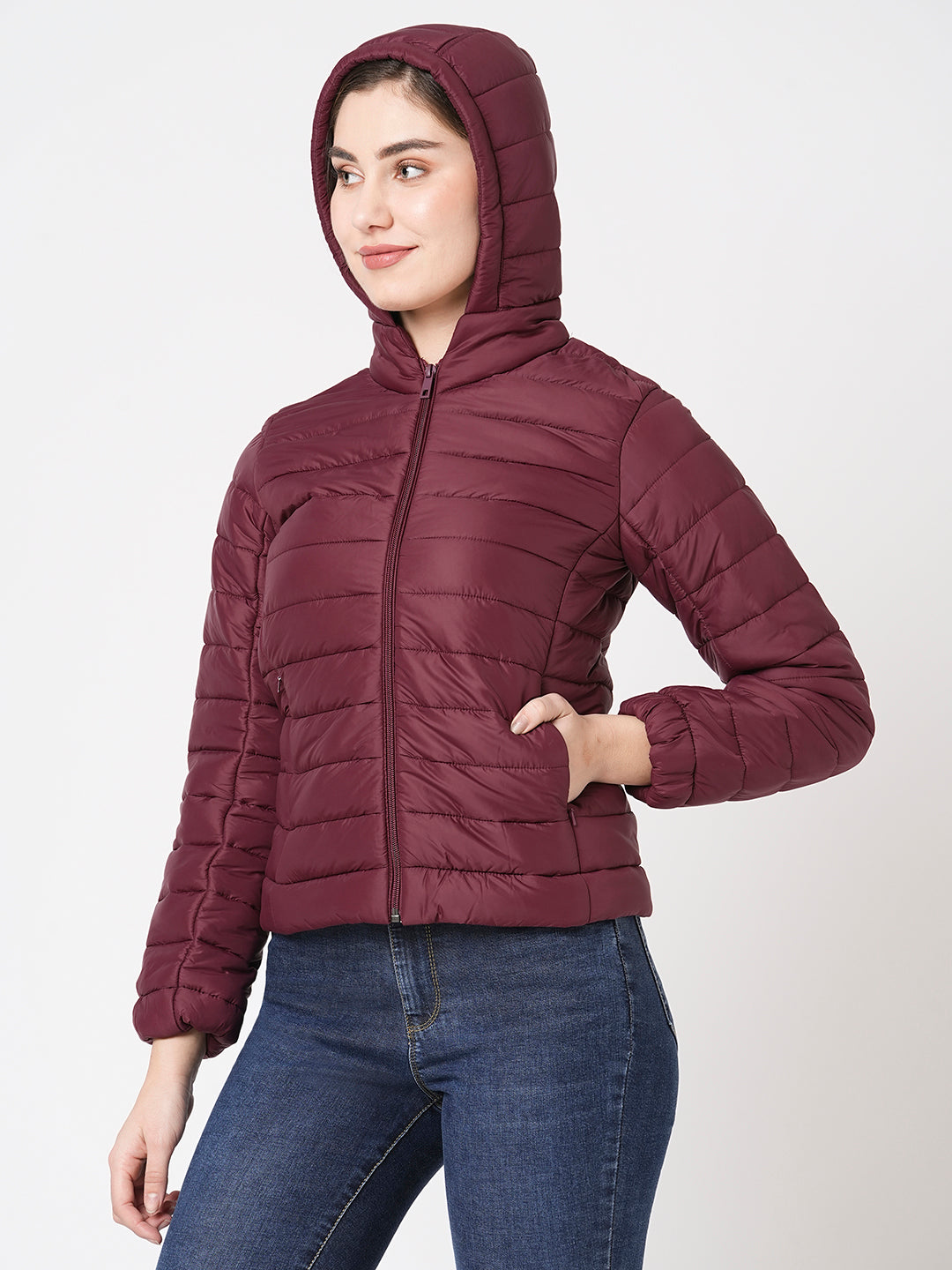 Women Maroon Winter Jacket