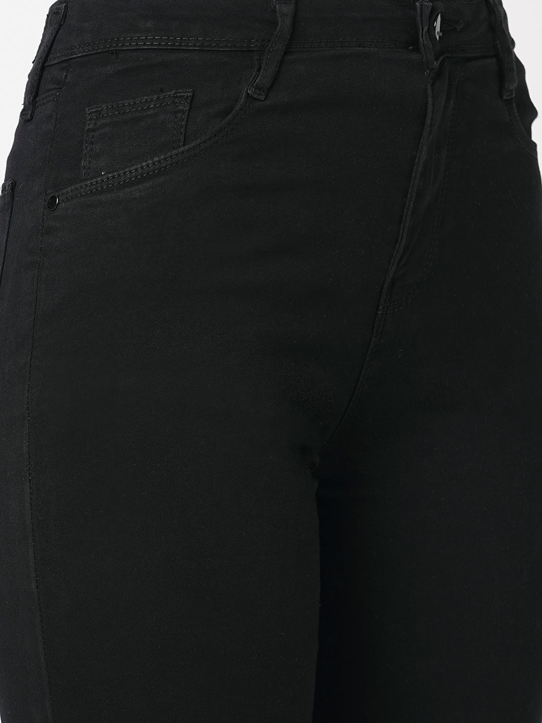 Women Black High-Rise Mini Flare Jeans