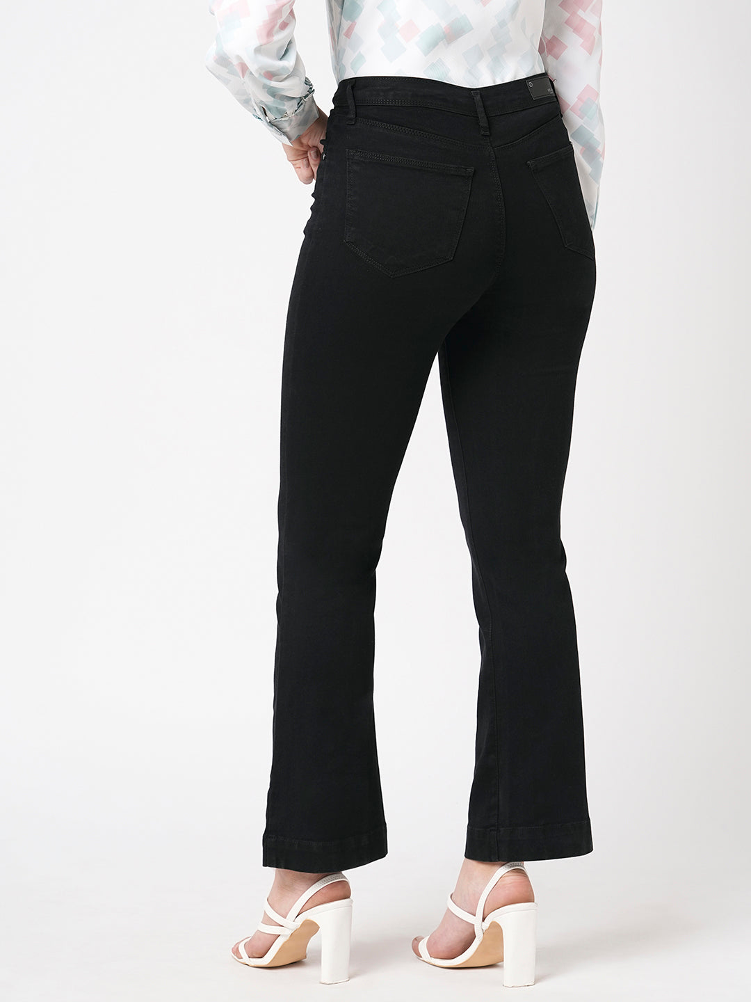 Women Black High-Rise Mini Flare Jeans