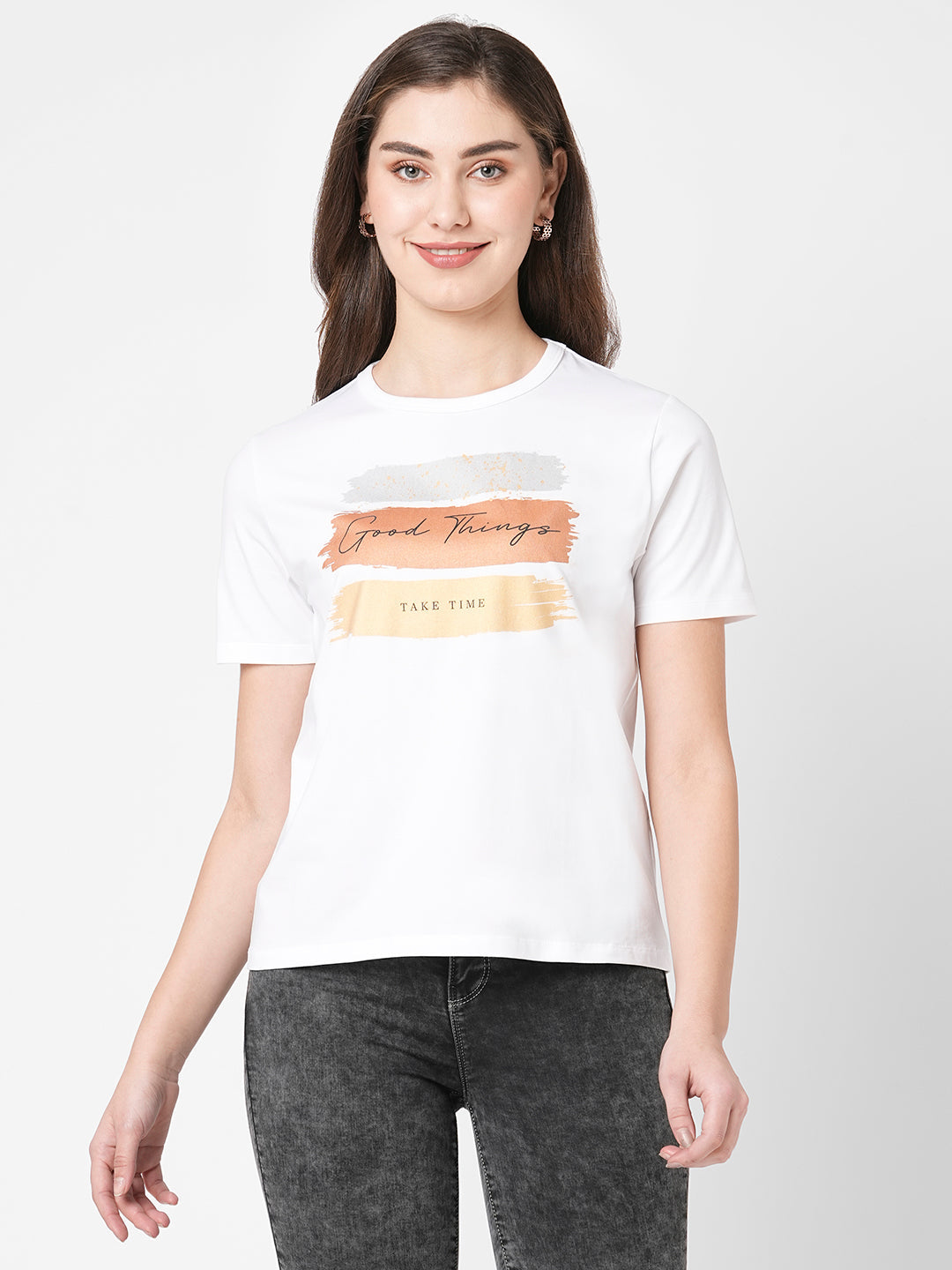 Women Slim Fit Boxy Graphic Tees