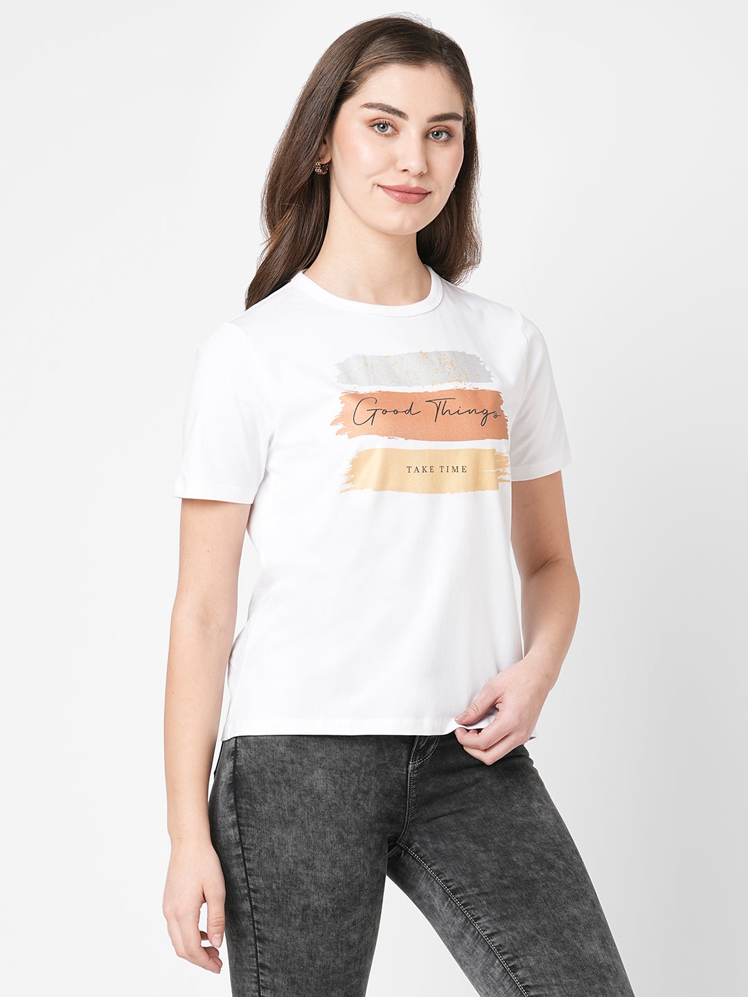 Slim Fit Chest Printed Boxy T-Shirt