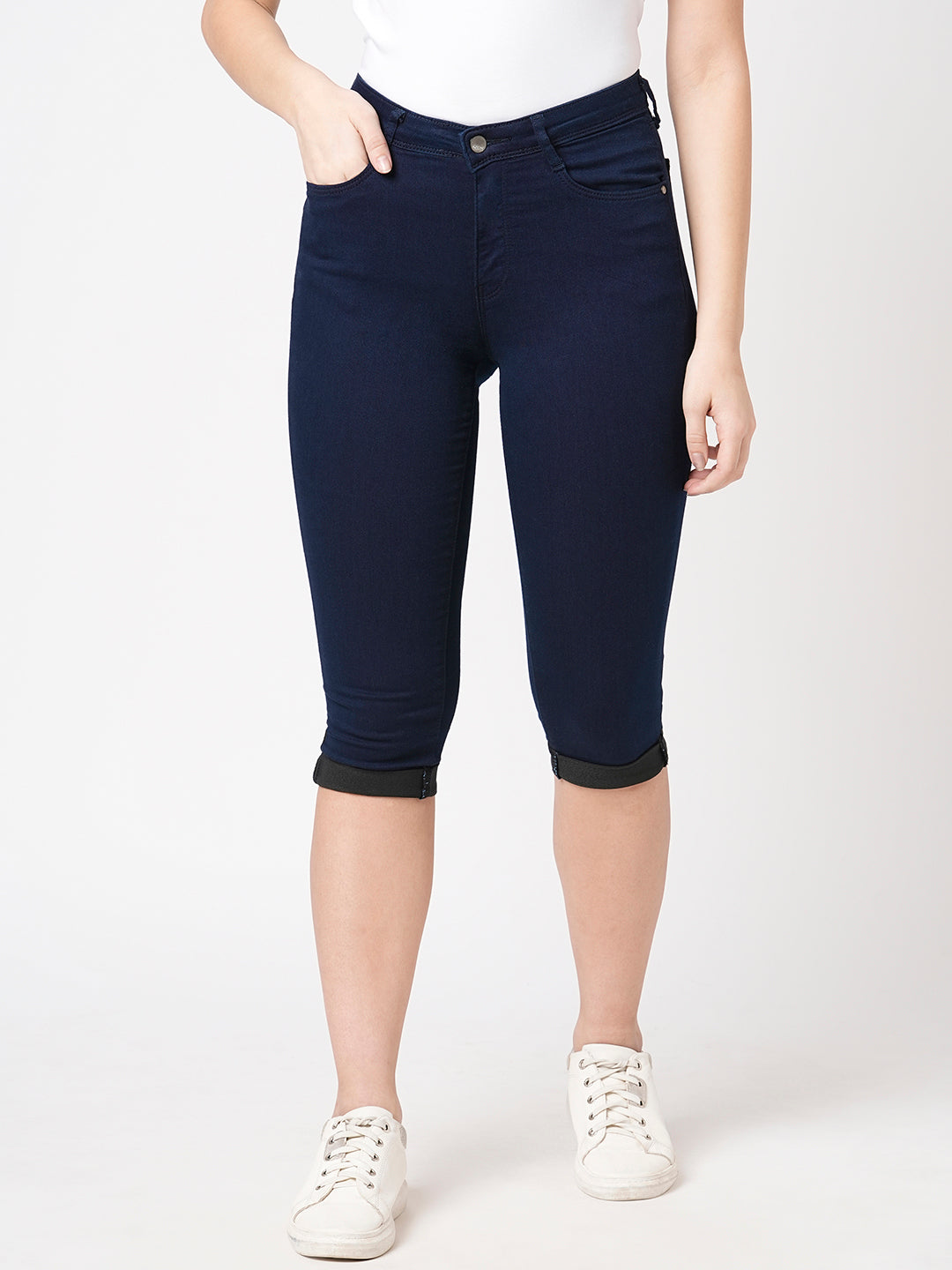 Women Ink Blue High-Rise Capri