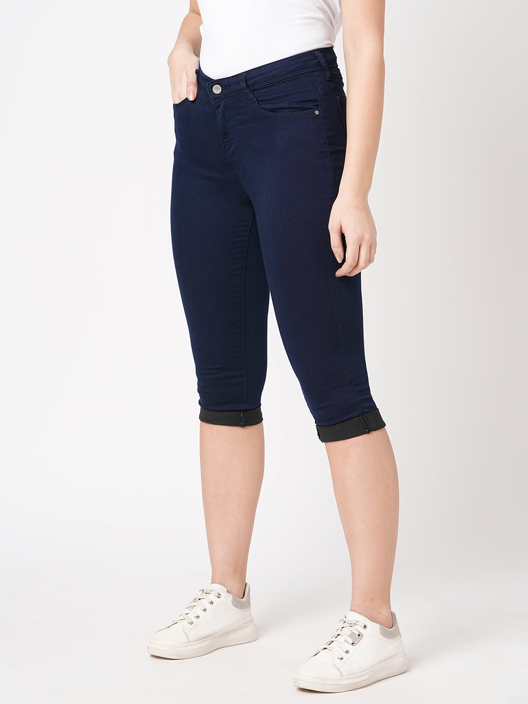 Women Ink Blue High-Rise Cargo