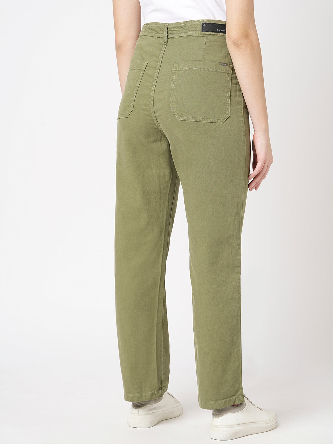 Women Olive High-Rise Loose Straight Fit Jeans