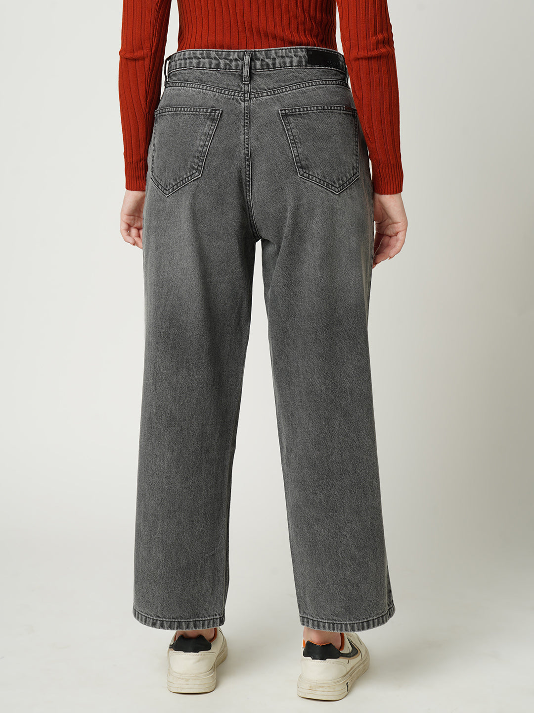 Women Grey High-Rise Loose Straight Fit Jeans