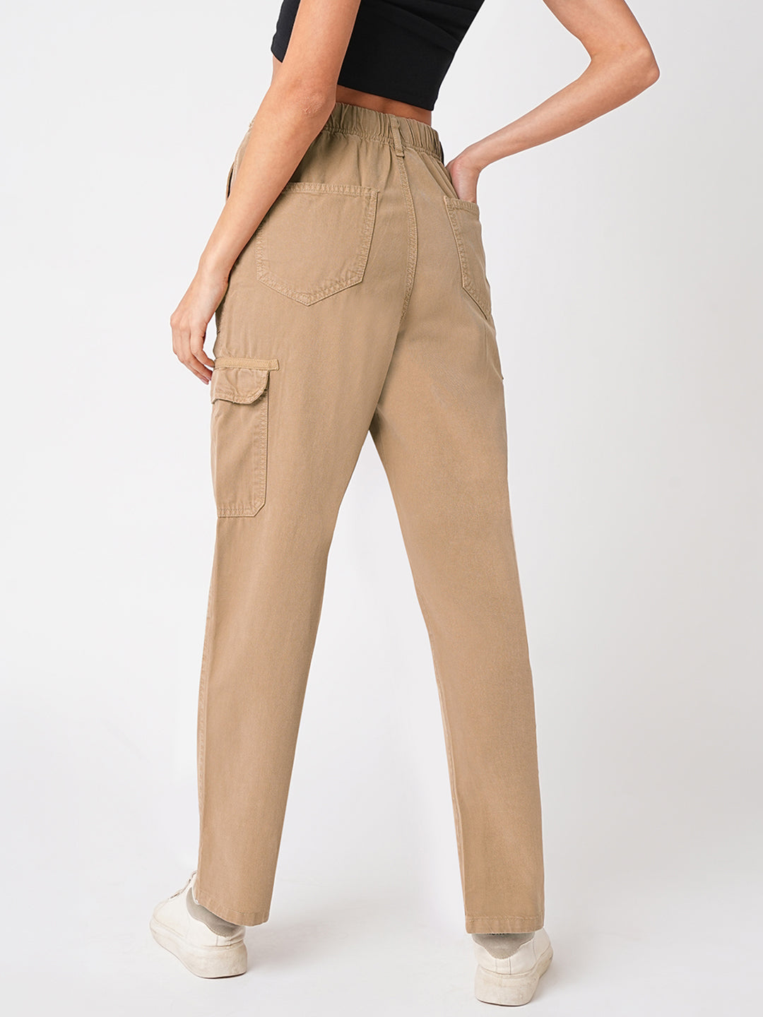 Women Light Brown High-Rise Cargo