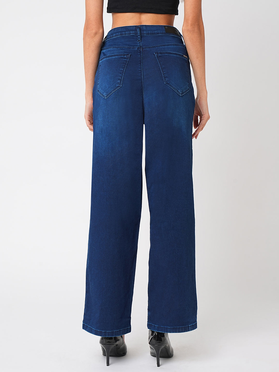 Women Blue High-Rise Wide Leg Jeans